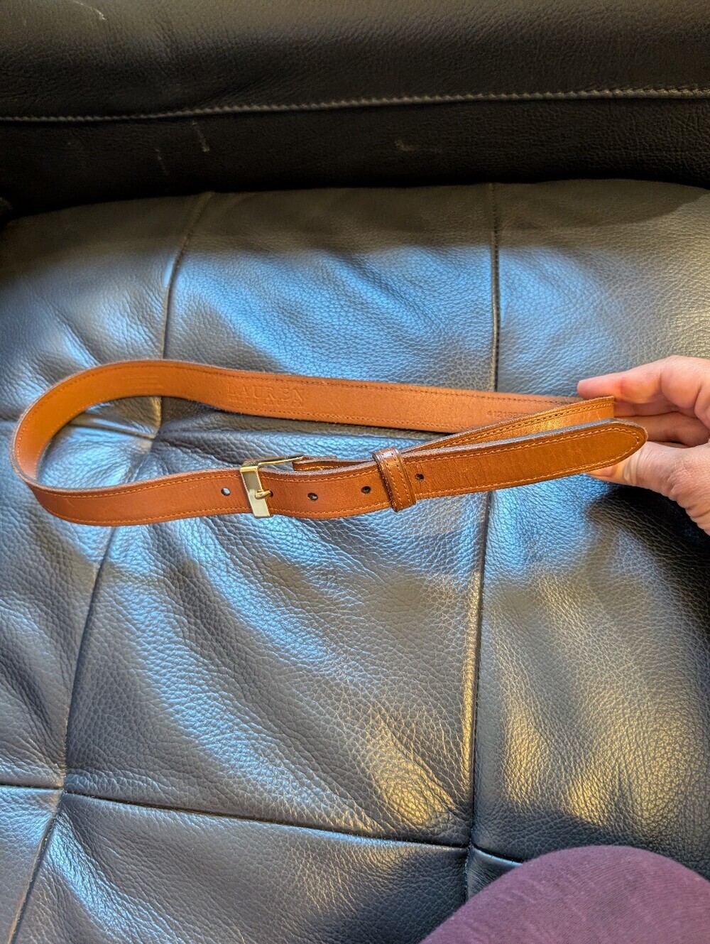 Ralph Lauren Brown Leather Logo Belt Size S In EUC